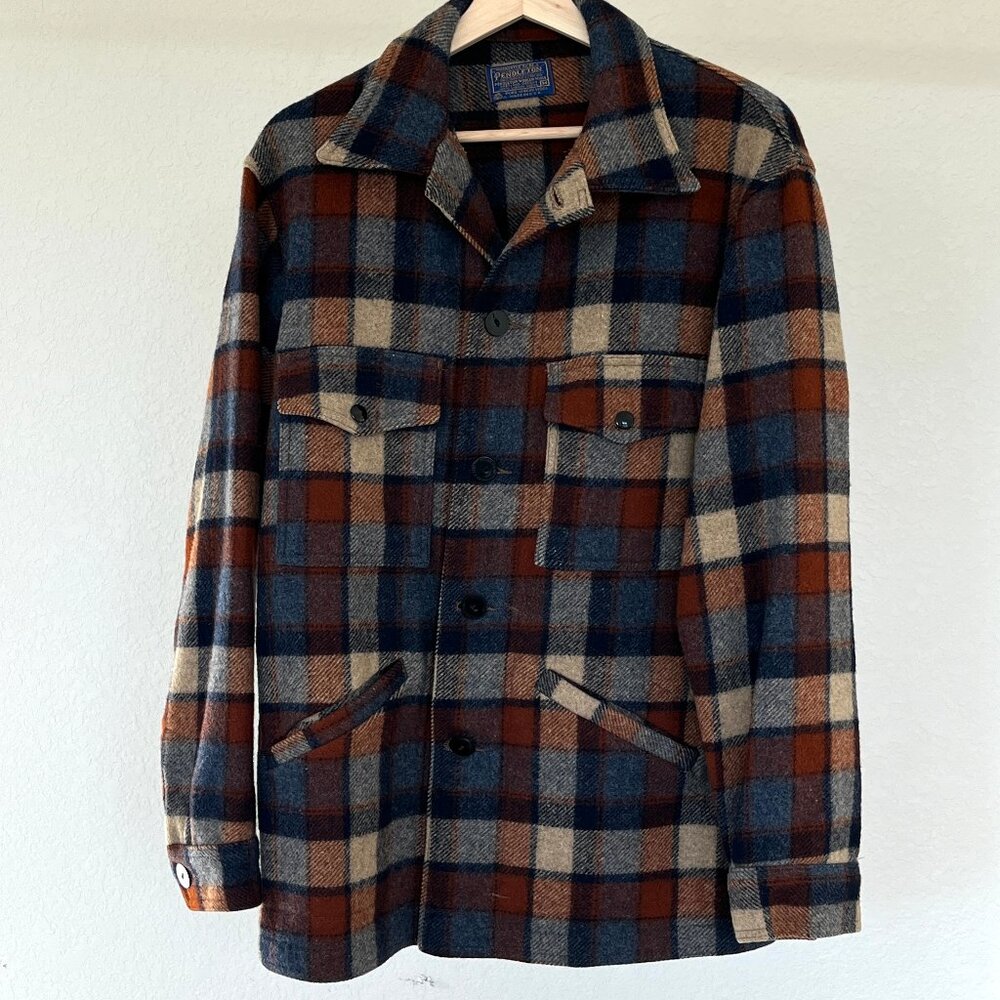 Pendleton Wool Plaid Coat Jacket Vintage Usa Medi… - image 2